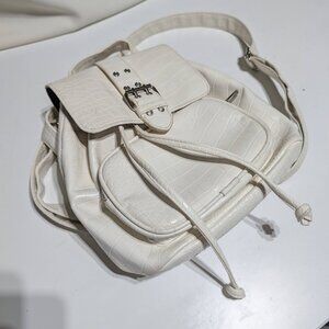 Wild Fable White Faux Leather Crocodile Embossed Backpack